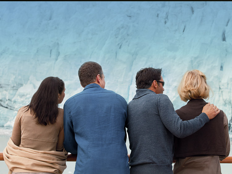 people looking at glaciers